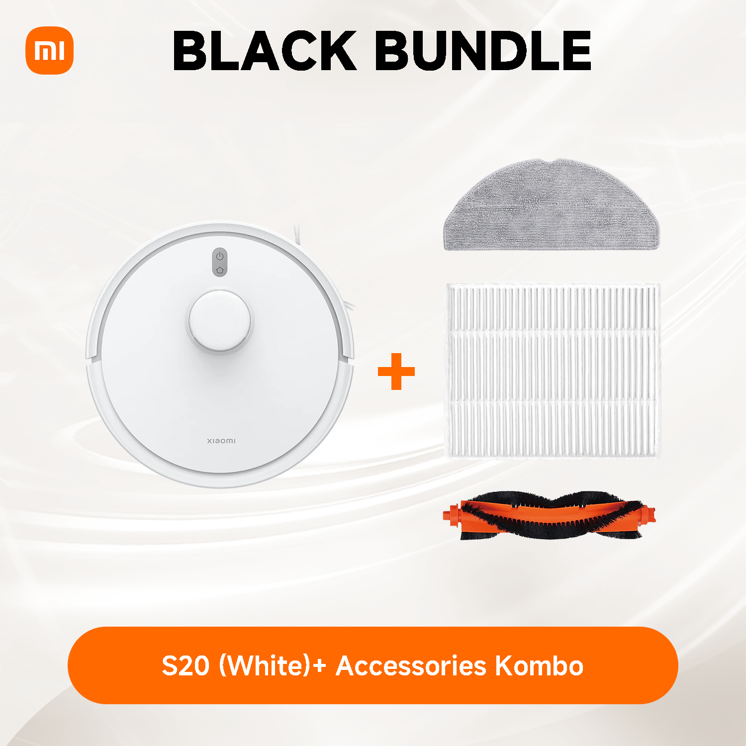 Xiaomi Robot Vacuum S20 (White) EU+ Accessory Kit Black Bundle