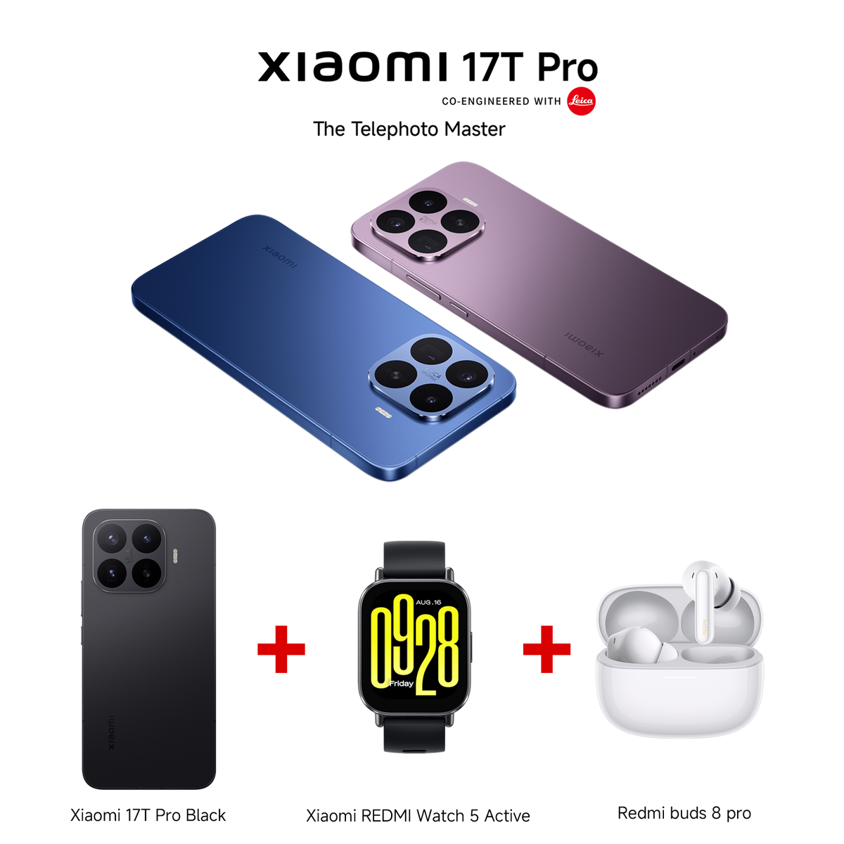 Xiaomi 17T Pro 12GB RAM 512GB ROM + REDMI Watch 5 Active + REDMI Buds 8 Pro