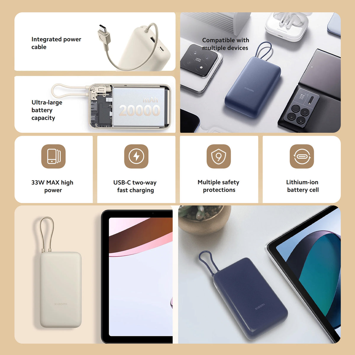 Xiaomi 33W Power Bank 20000mAh (Integrated Cable) GL