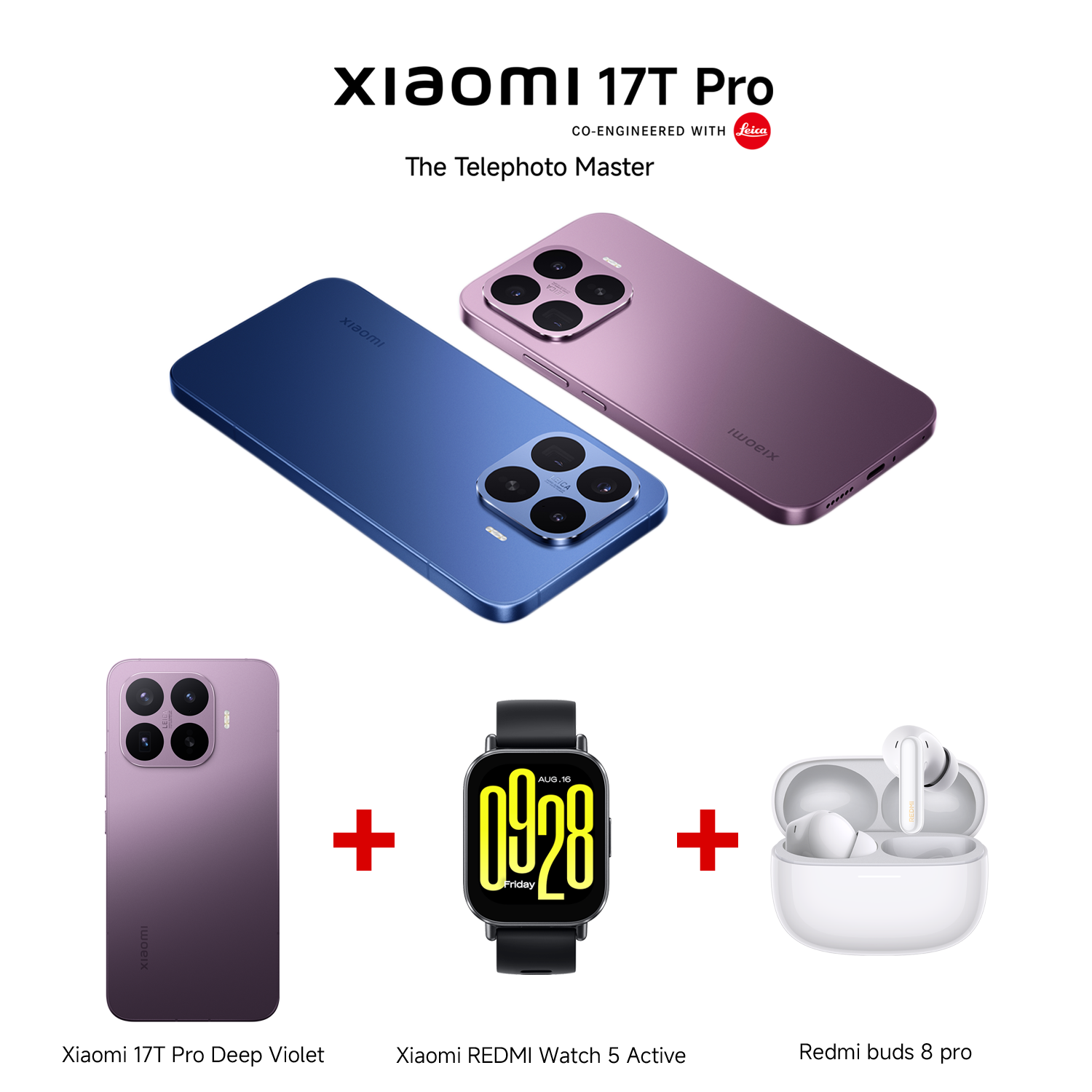 Xiaomi 17T Pro Bundle with REDMI Watch 5 Active + REDMI Buds 8 Pro