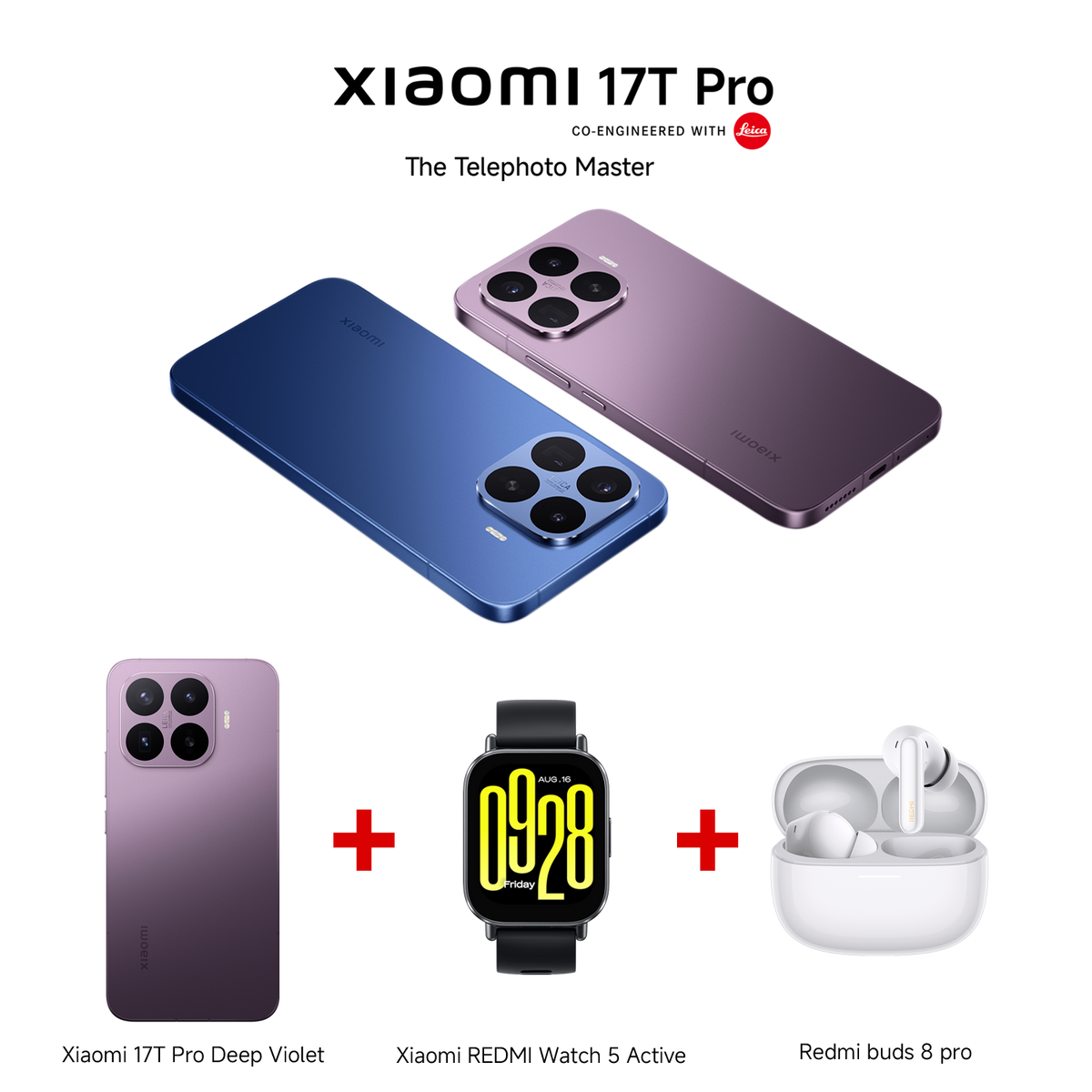 Xiaomi 17T Pro 12GB RAM 512GB ROM + REDMI Watch 5 Active + REDMI Buds 8 Pro